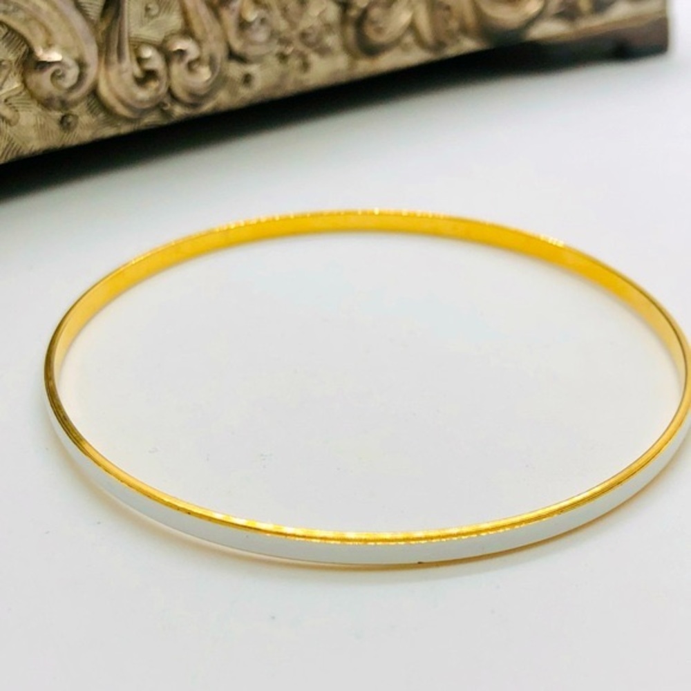 Vintage signed crown TRIFARI White bangle bracelet